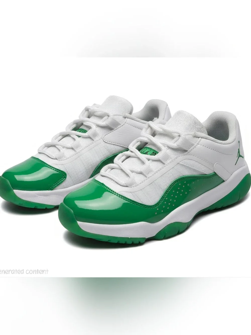 Nike Kids White and Green Low-Top Sneakers